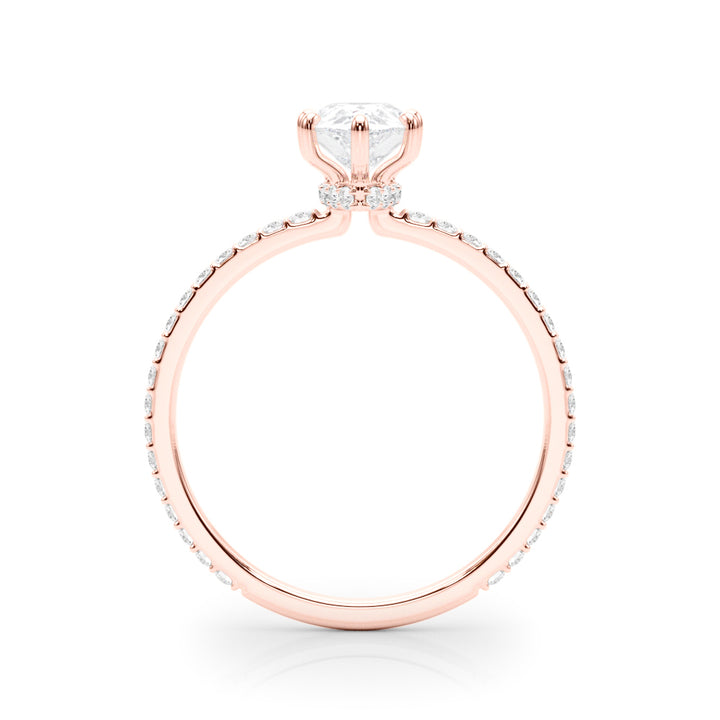 18K Rose Gold Diamond Halo Engagement Ring