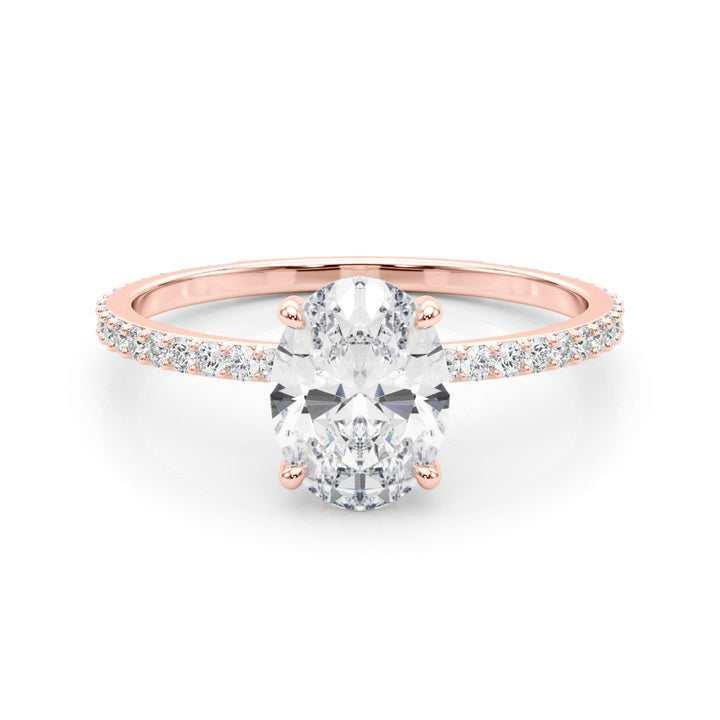 18K Rose Gold Oval Diamond Halo Engagement Ring