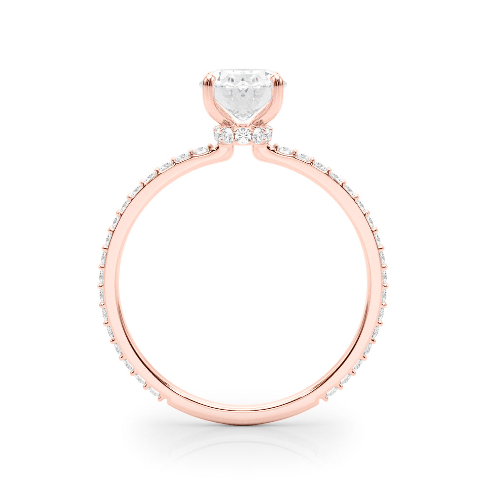 18K Rose Gold Oval Diamond Halo Engagement Ring