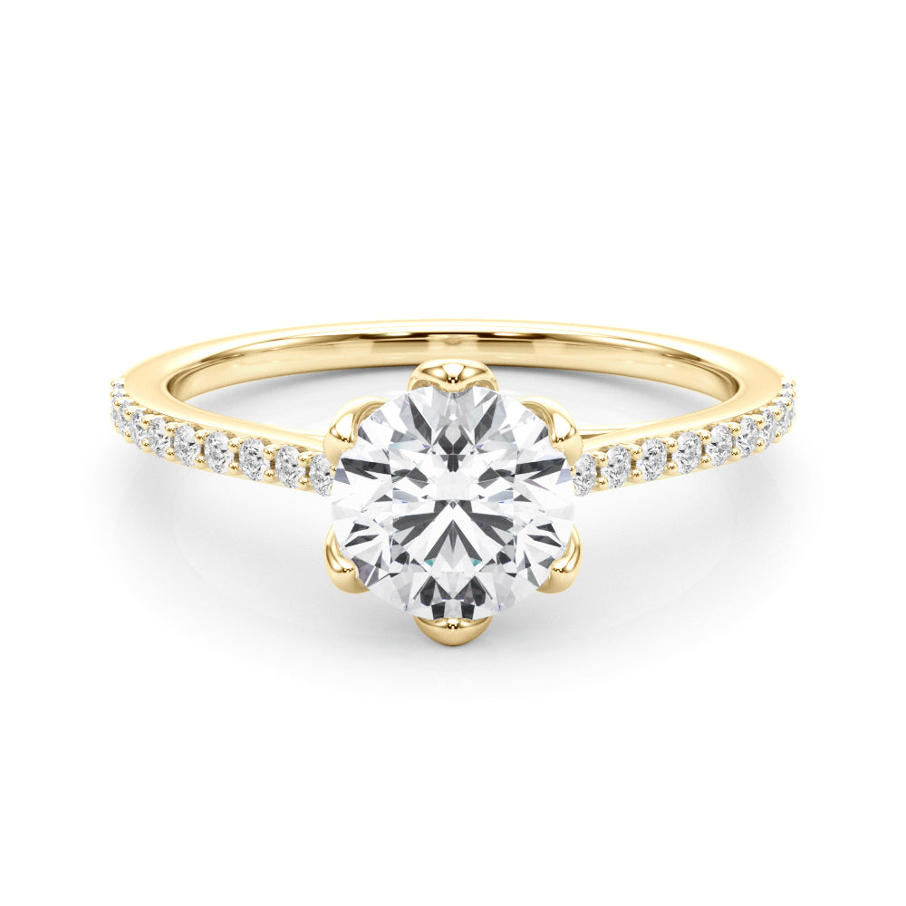 14K Yellow Gold Round Diamond Engagement Ring