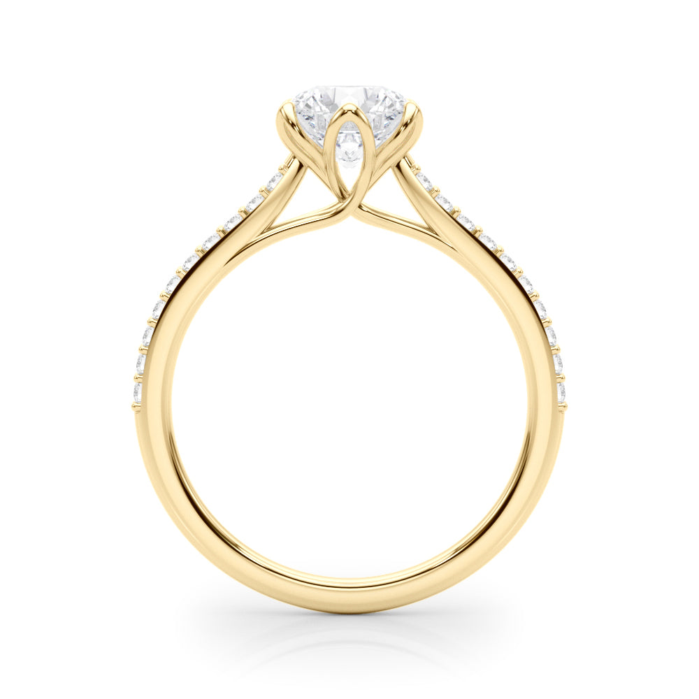 14K Yellow Gold Round Diamond Engagement Ring