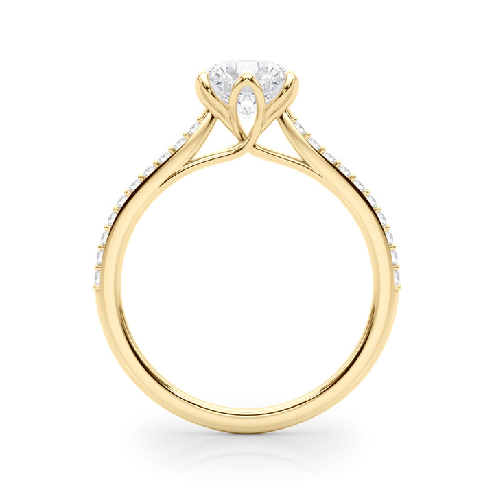 14K Yellow Gold Round Diamond Engagement Ring