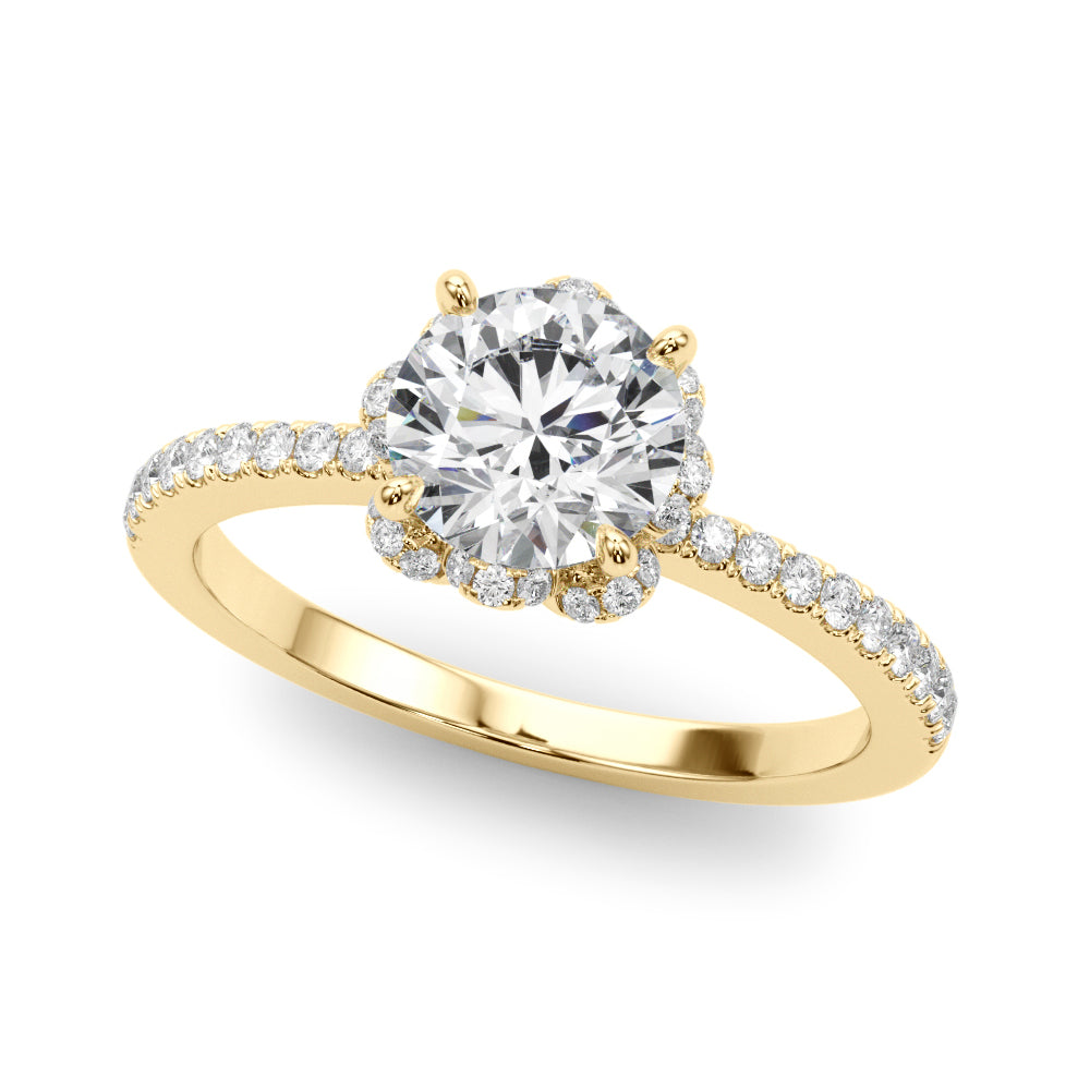18K Yellow Gold 1.25 ctw Diamond Halo Engagement Ring