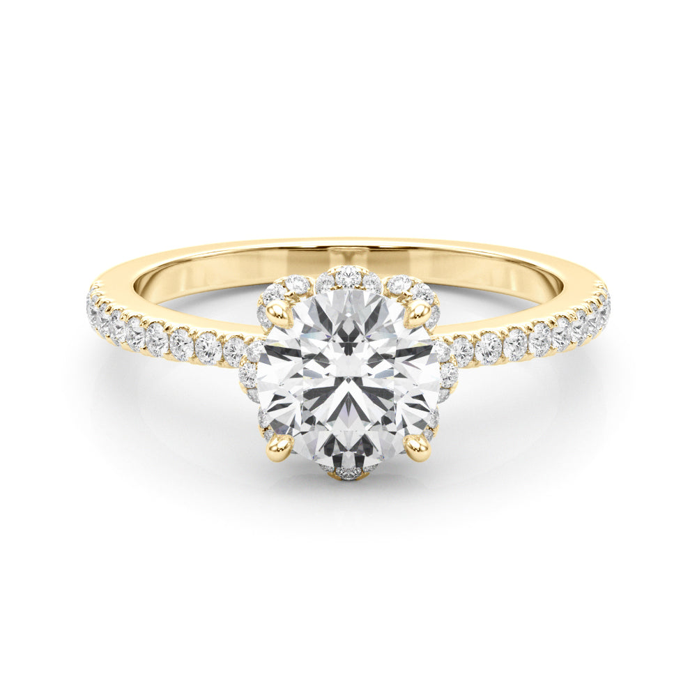 14K Yellow Gold Round Diamond Engagement Ring
