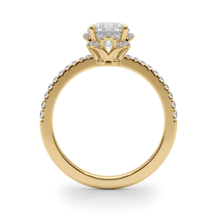 18K Yellow Gold 1.25 ctw Diamond Halo Engagement Ring