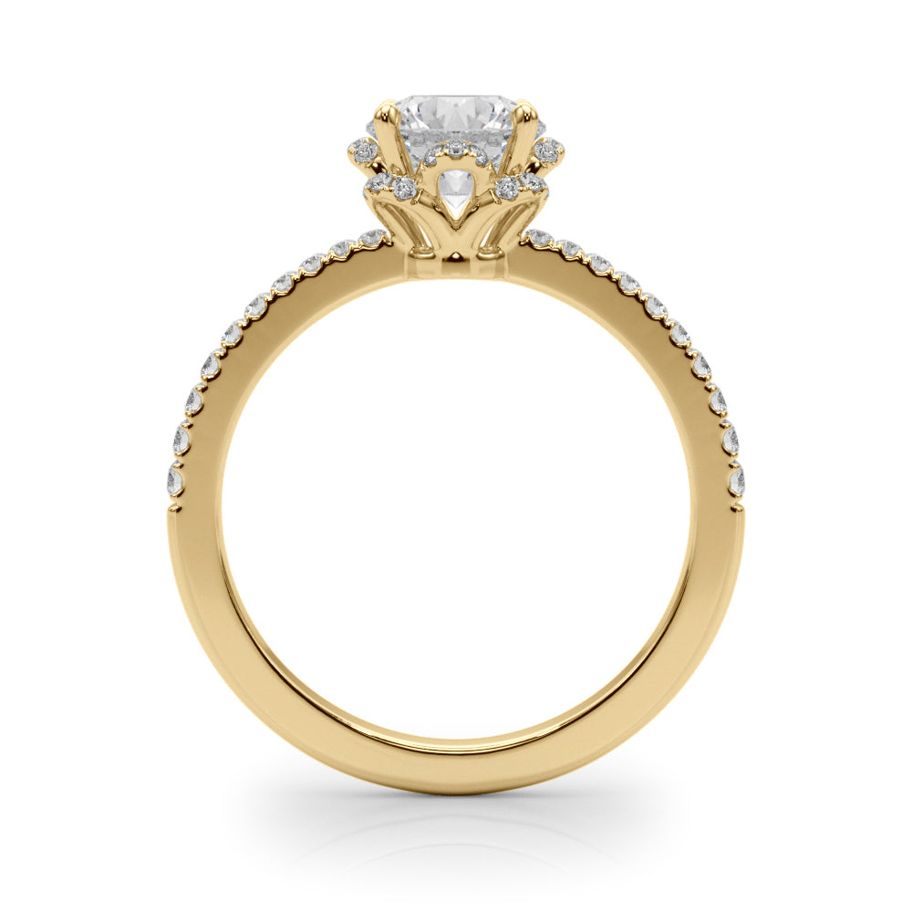 14K Yellow Gold Round Diamond Engagement Ring