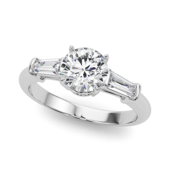 1.0 CT Round Diamond Engagement Ring with Baguettes
