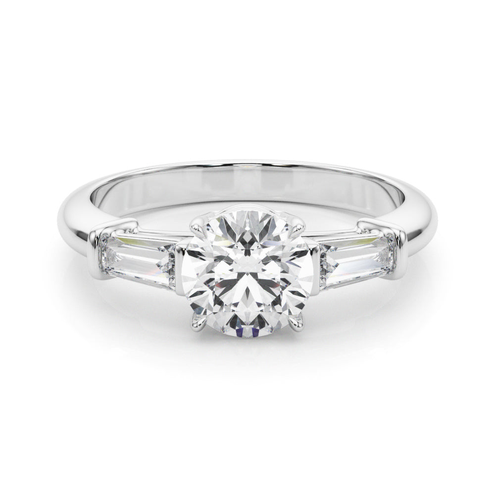 1.0 CT Round Diamond Engagement Ring with Baguettes