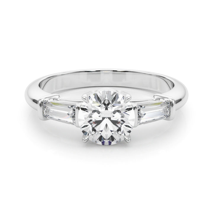 1.0 CT Round Diamond Engagement Ring with Baguettes