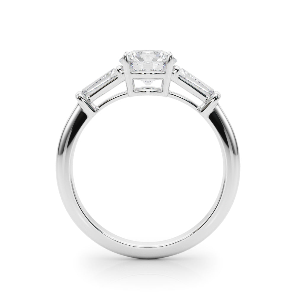 1.0 CT Round Diamond Engagement Ring with Baguettes
