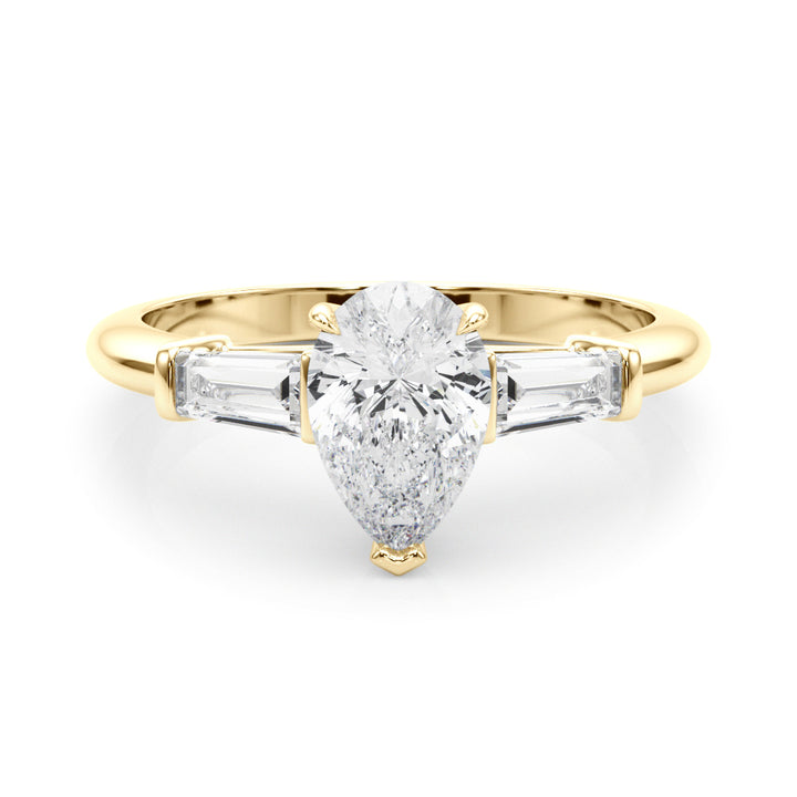 3 STONE RING PEAR CENTER TAPER BAGUETTE SIDES