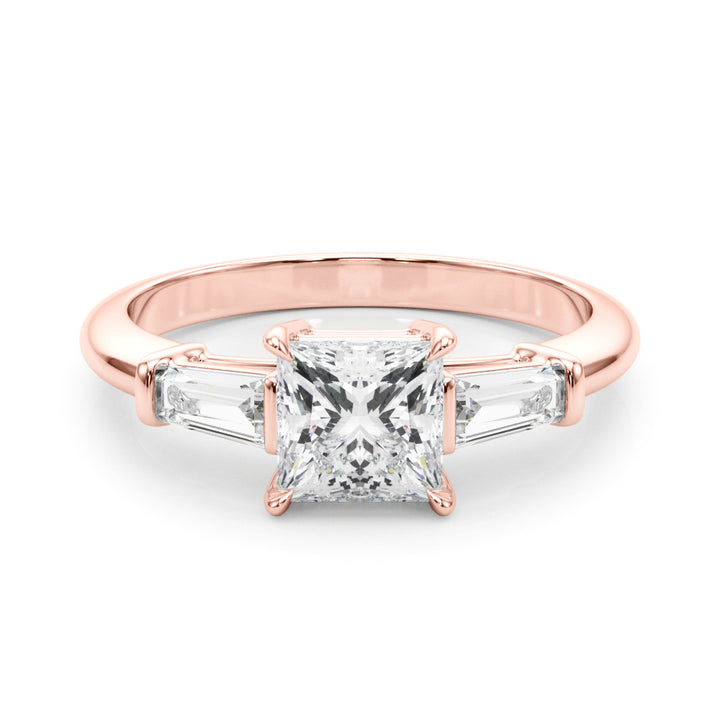 14K Rose Gold 1 ct tw Three Stone Diamond Engagement Ring