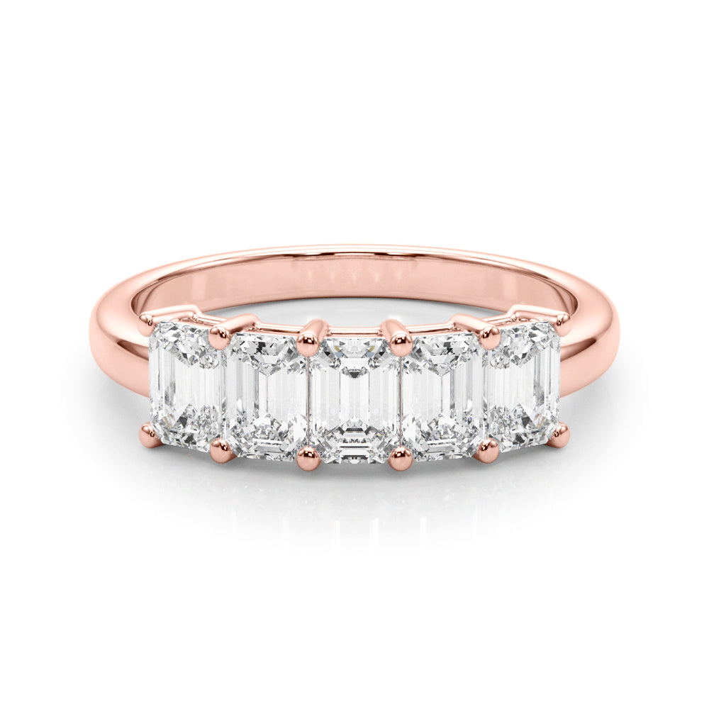 14K Rose Gold Multi-Stone Emerald Diamond Ring