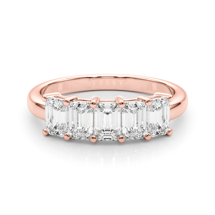 14K Rose Gold Multi-Stone Emerald Diamond Ring
