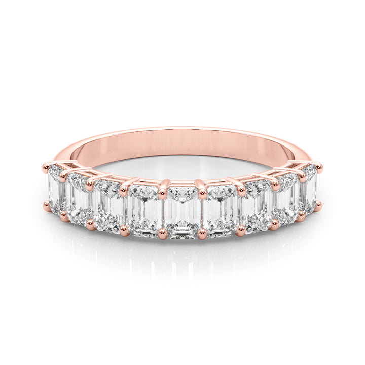 18K Rose Gold Emerald Diamond Wedding Ring