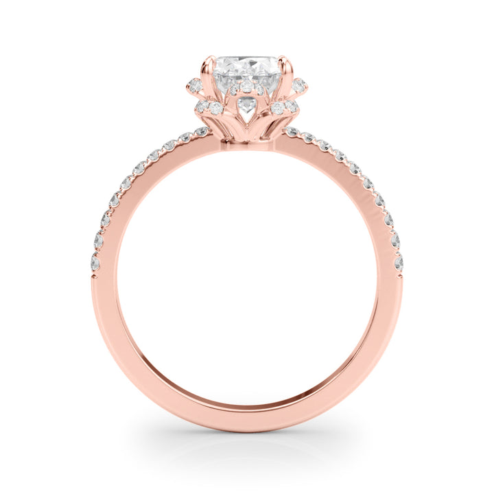 14K Rose Gold Diamond Oval Engagement Ring