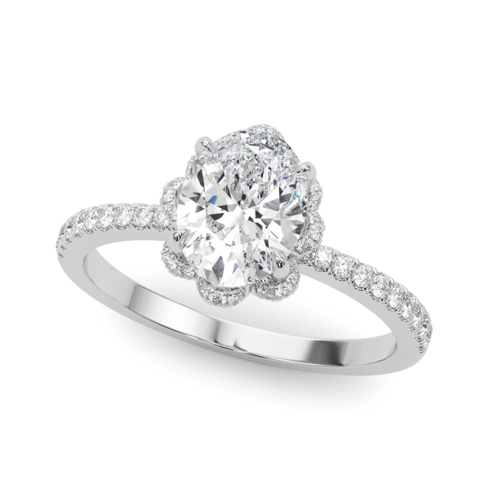 Oval Diamond Halo Engagement Ring