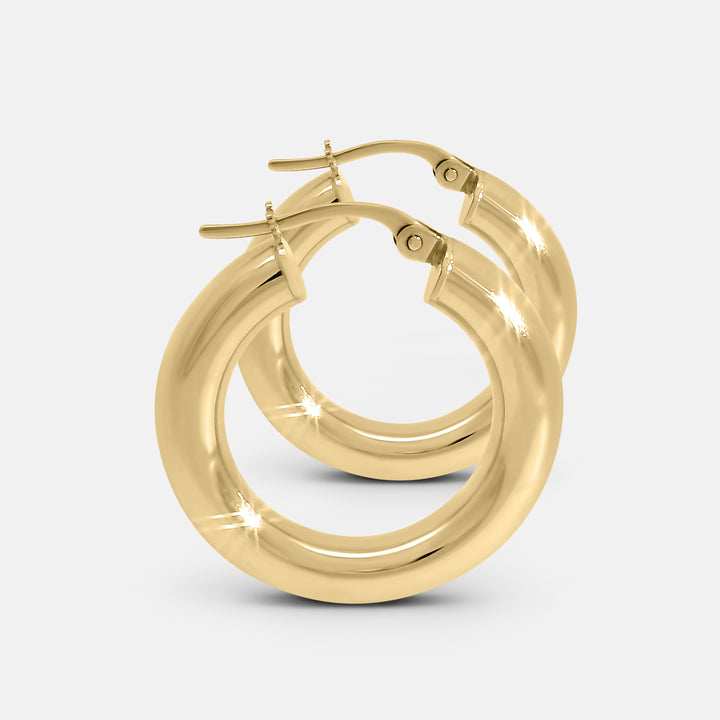 Bold Rounded Hoop Earrings 15mm