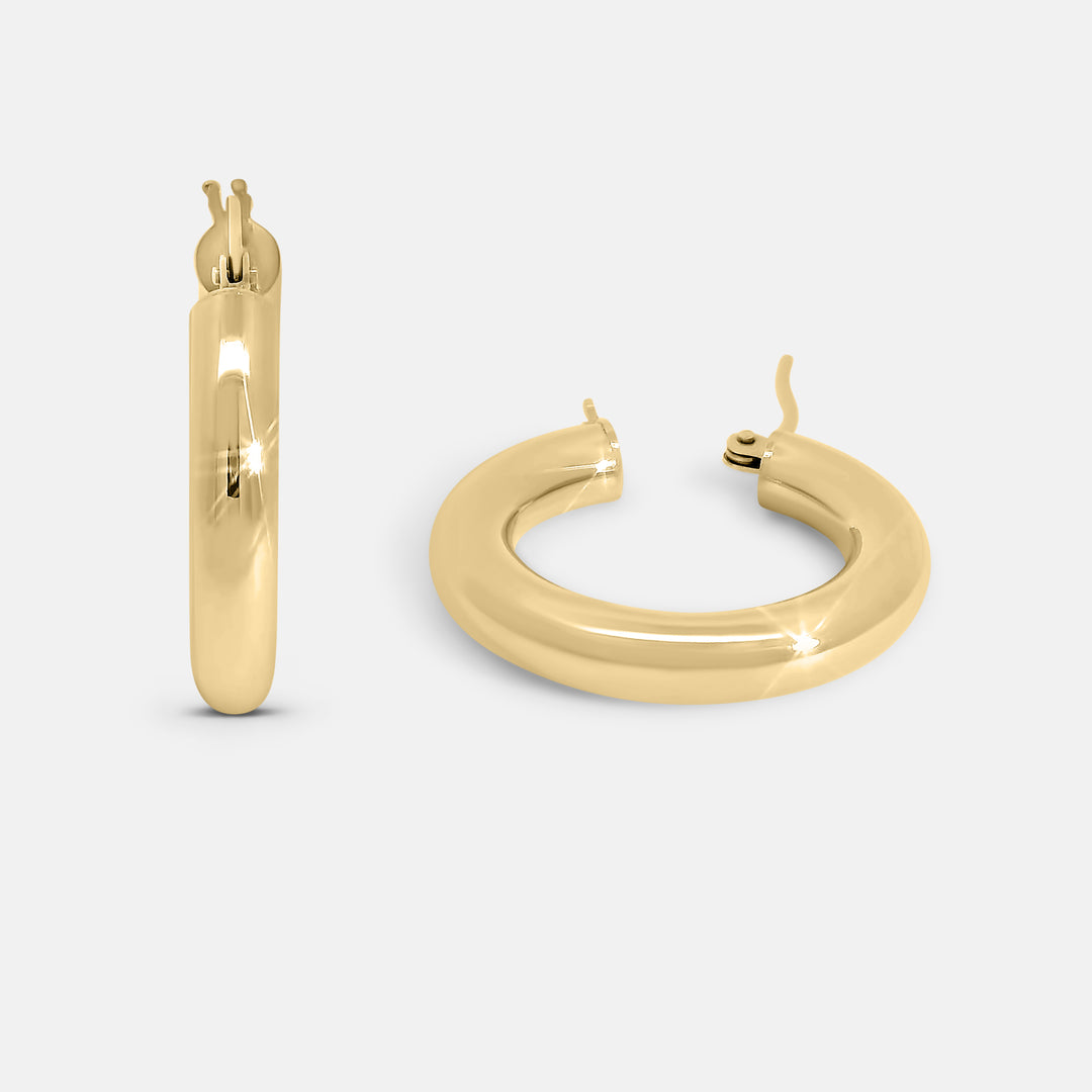 Bold Rounded Hoop Earrings 15mm