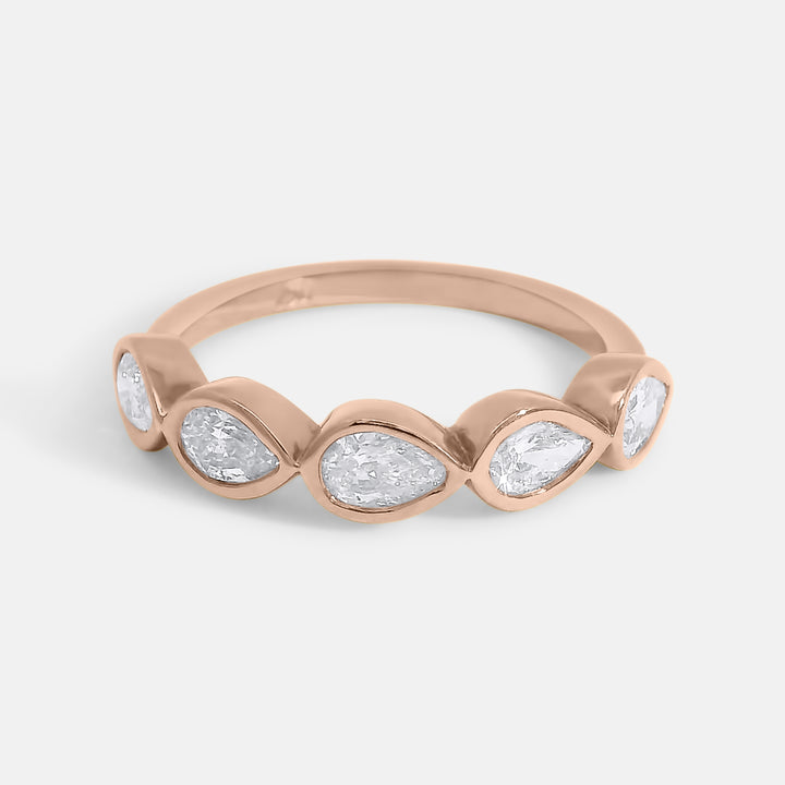 Half Pave Pear Bezel Band