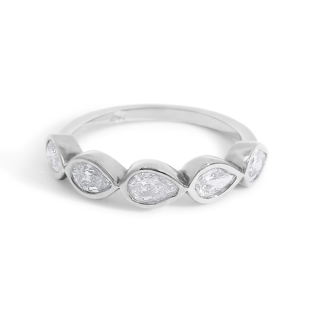 Half Pave Pear Bezel Band