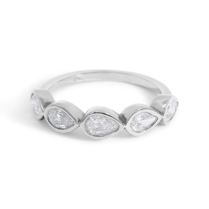 Half Pave Pear Bezel Band