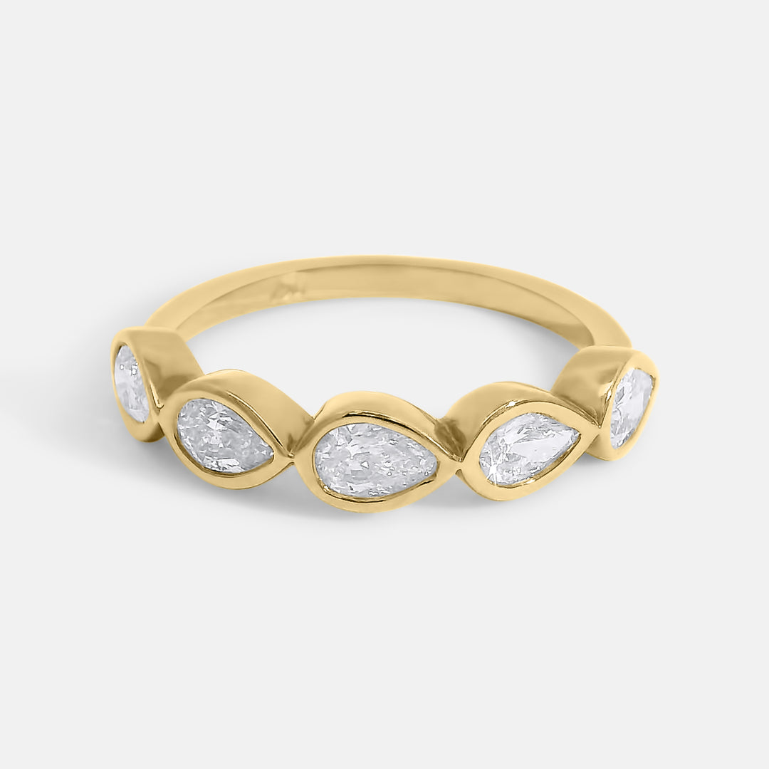 Half Pave Pear Bezel Band