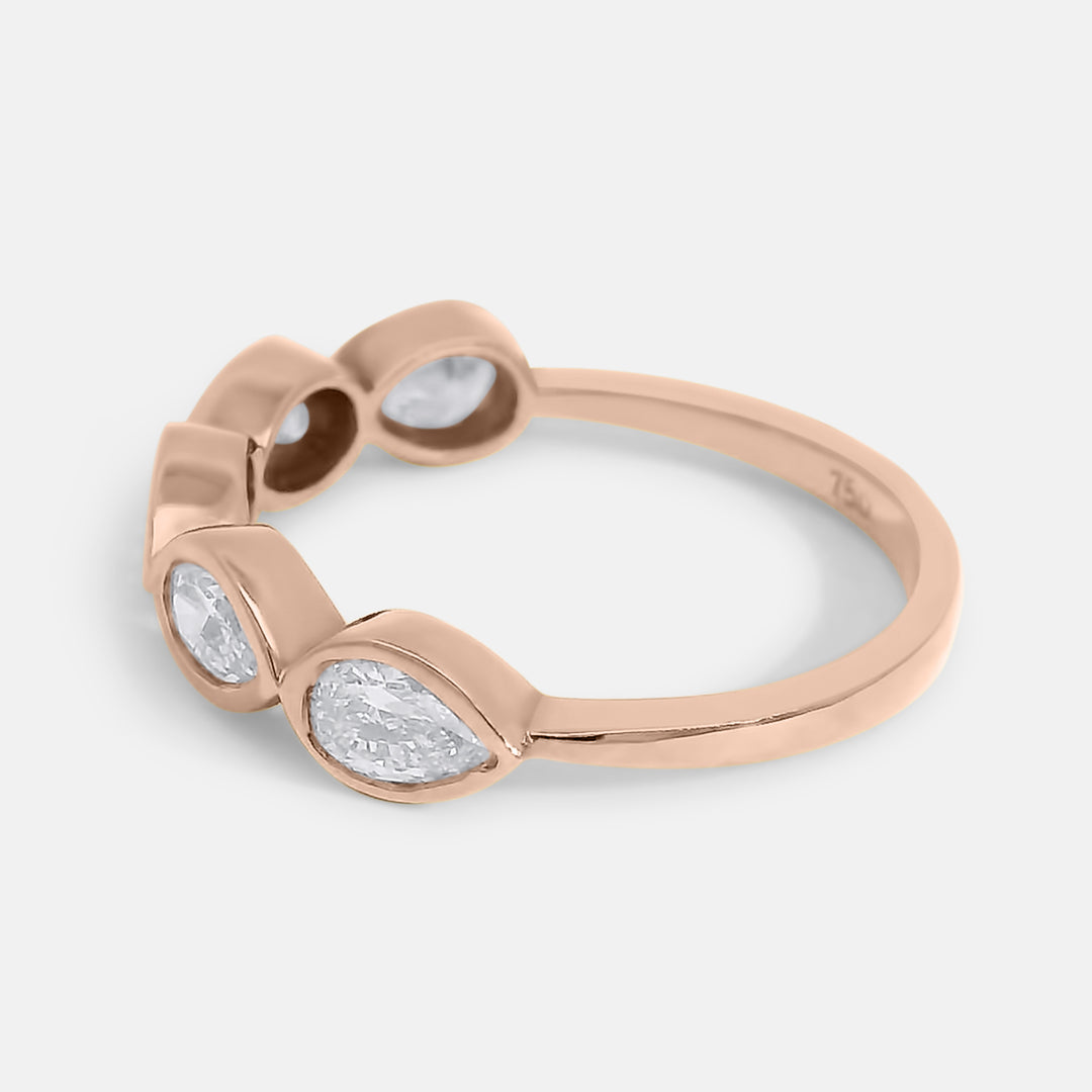 Half Pave Pear Bezel Band