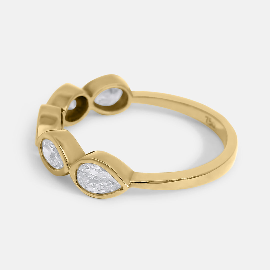 Half Pave Pear Bezel Band
