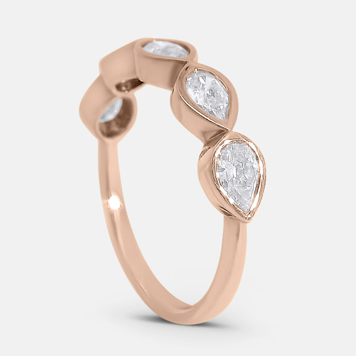 Half Pave Pear Bezel Band