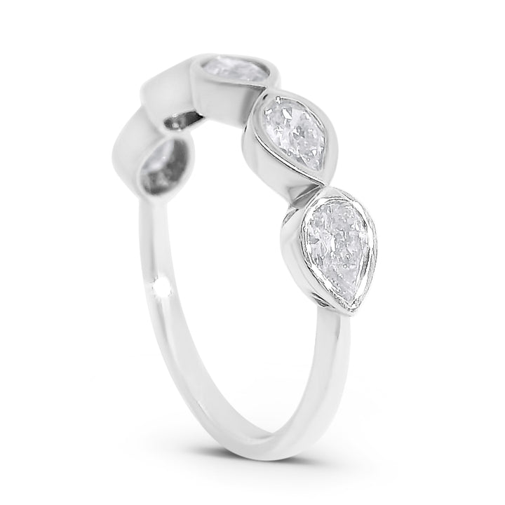 Half Pave Pear Bezel Band