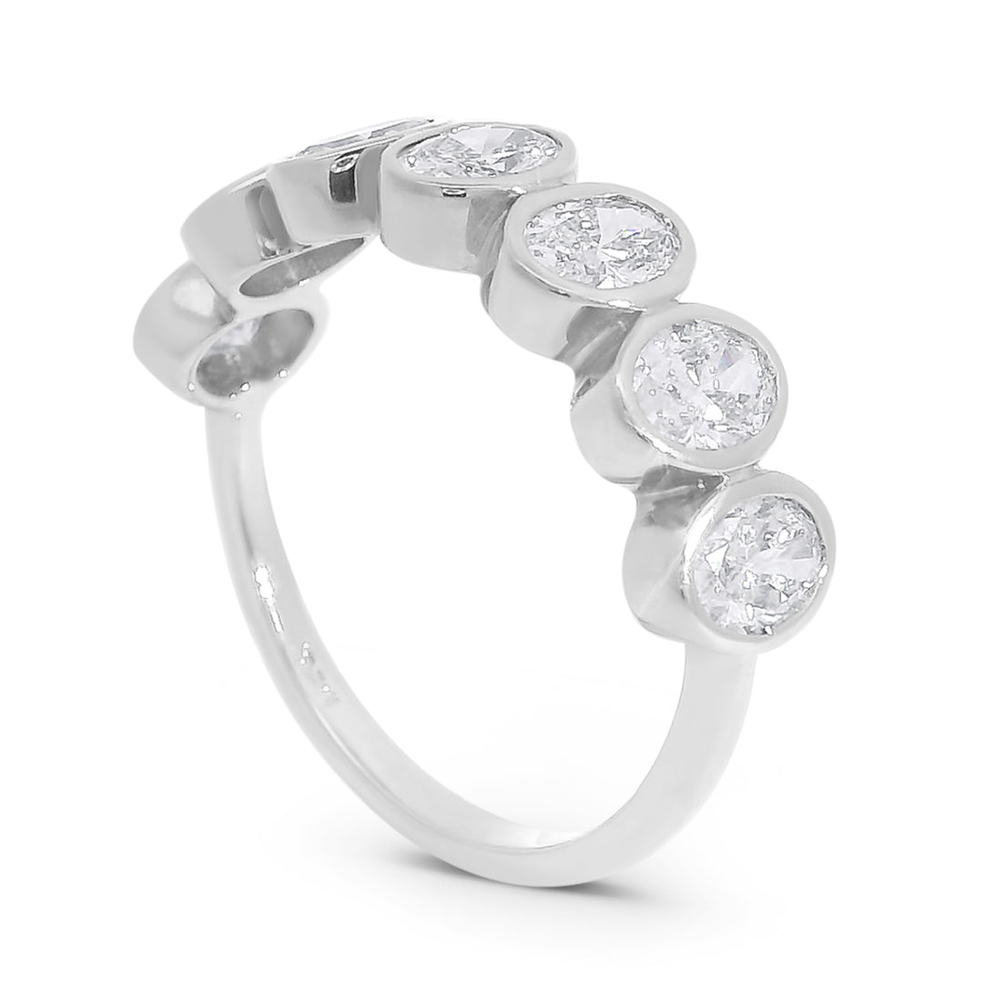 Half Pave Oval Bezel Band