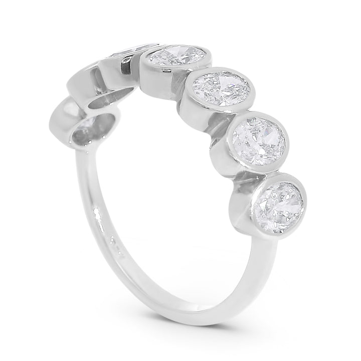 Half Pave Oval Bezel Band