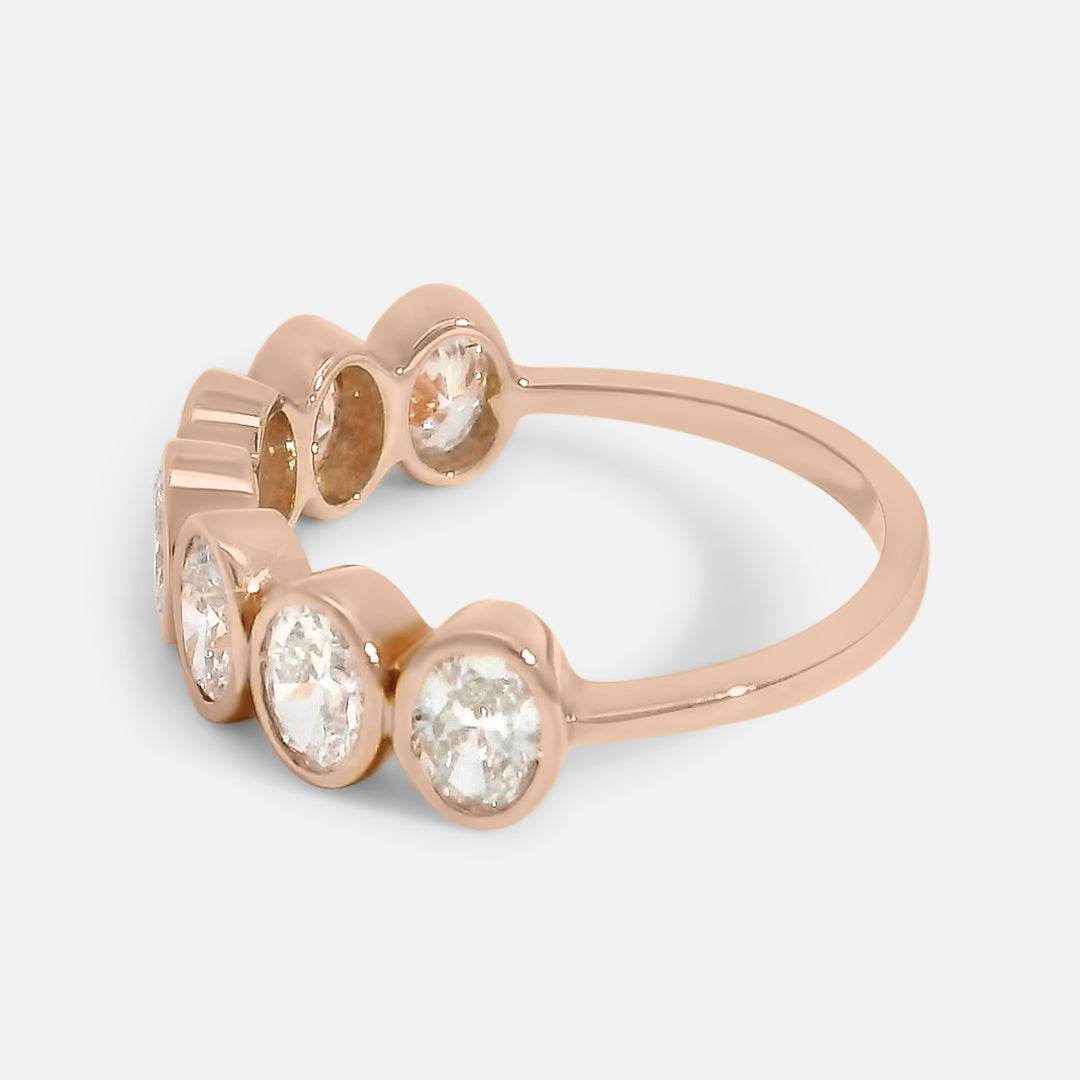 Half Pave Oval Bezel Band