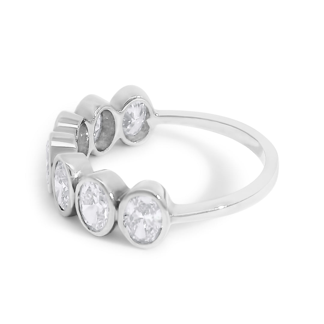 Half Pave Oval Bezel Band