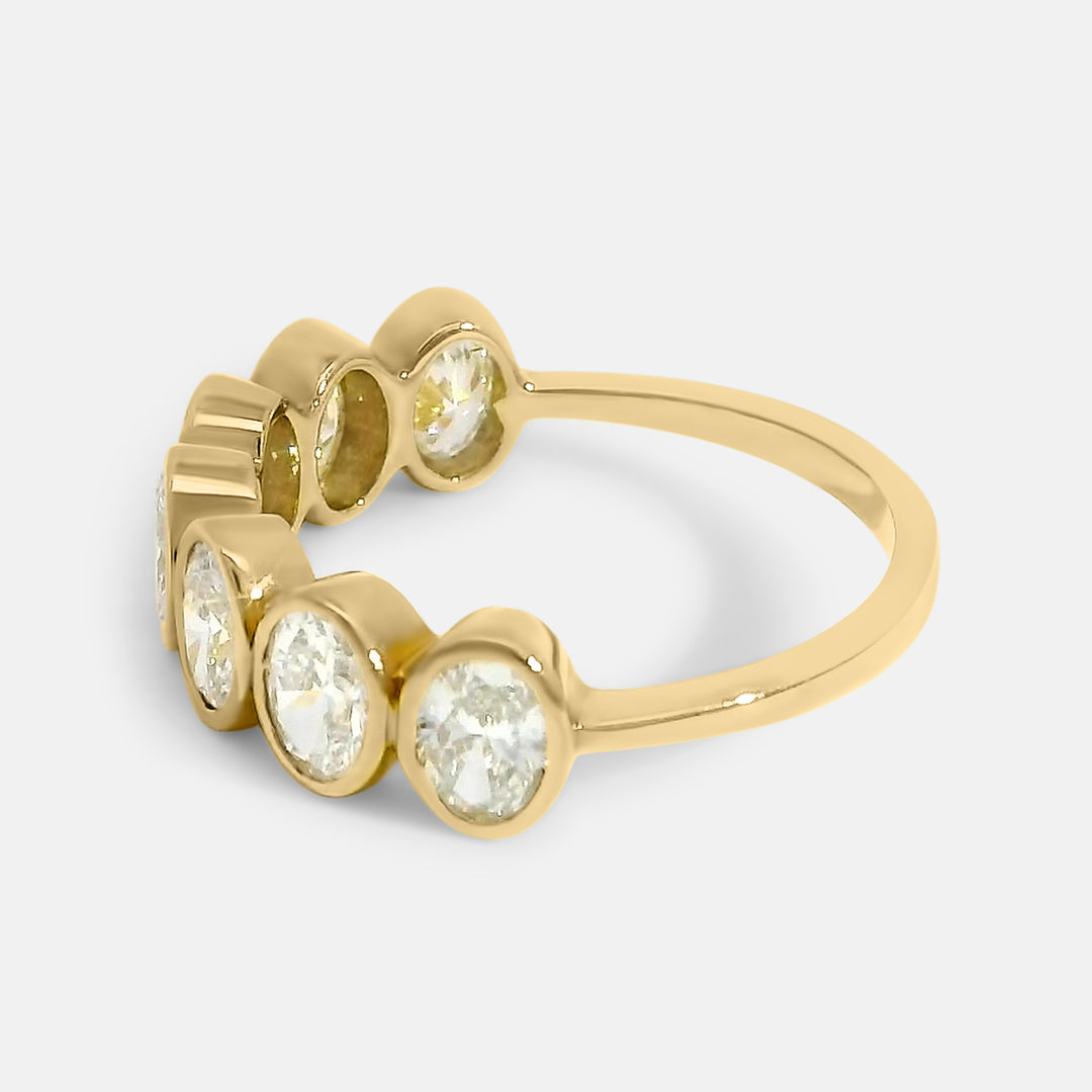 Half Pave Oval Bezel Band