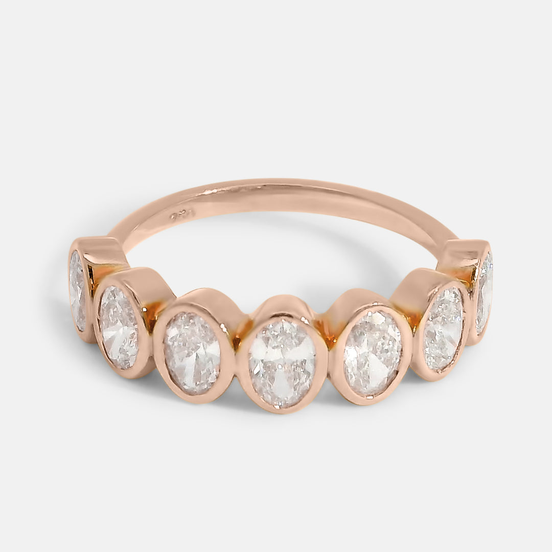 Half Pave Oval Bezel Band