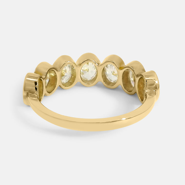 Half Pave Oval Bezel Band