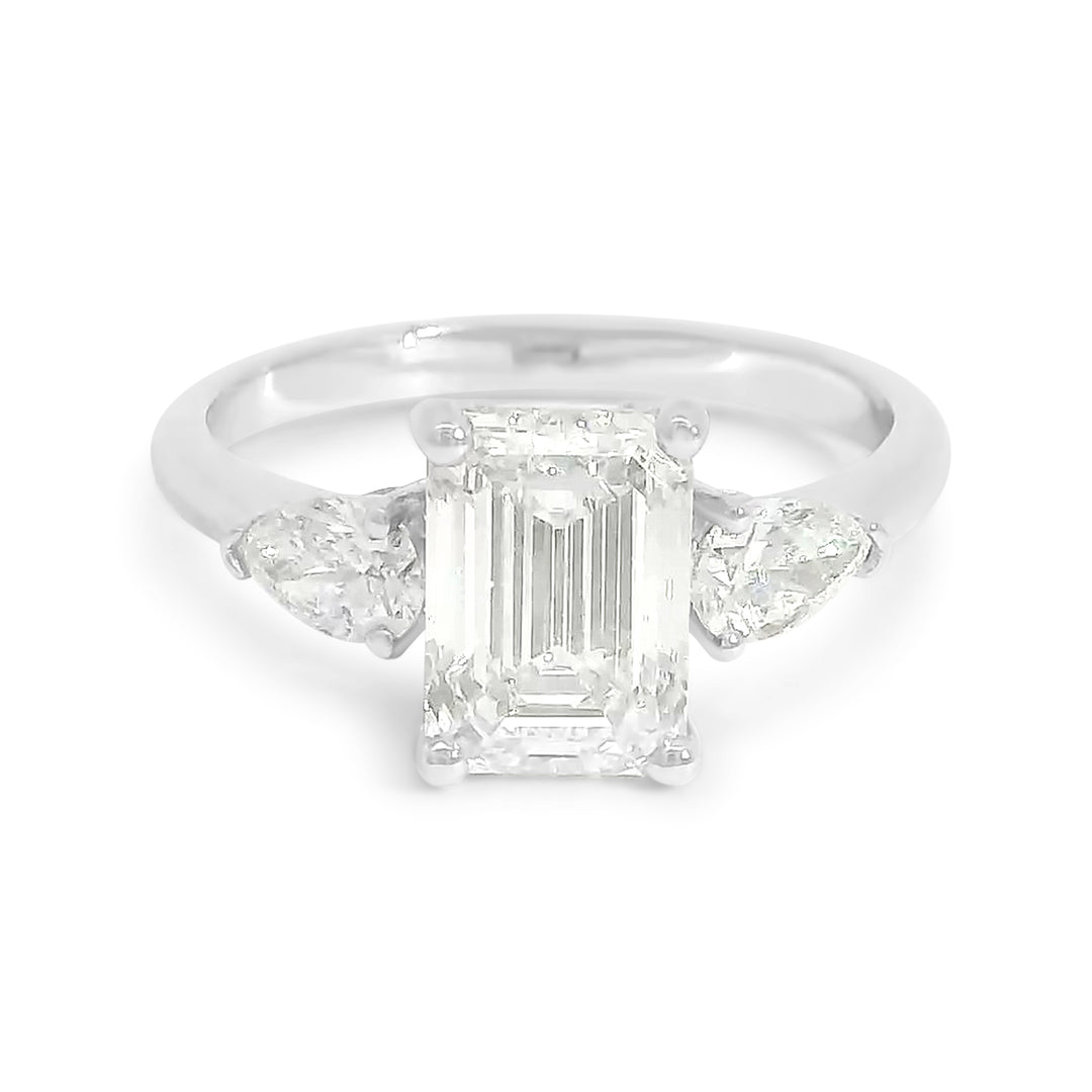 Candace Emerald w/ Tapered Pear Engagement Ring