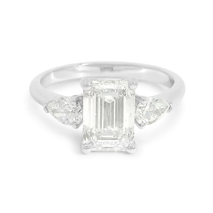Candace Emerald w/ Tapered Pear Engagement Ring