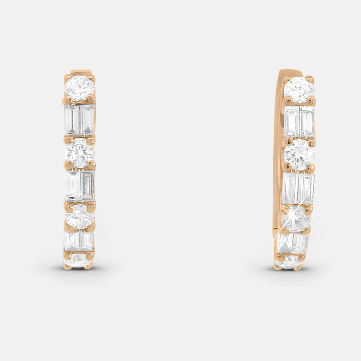 Emerald/Round cut Diamond Hoops 11mm