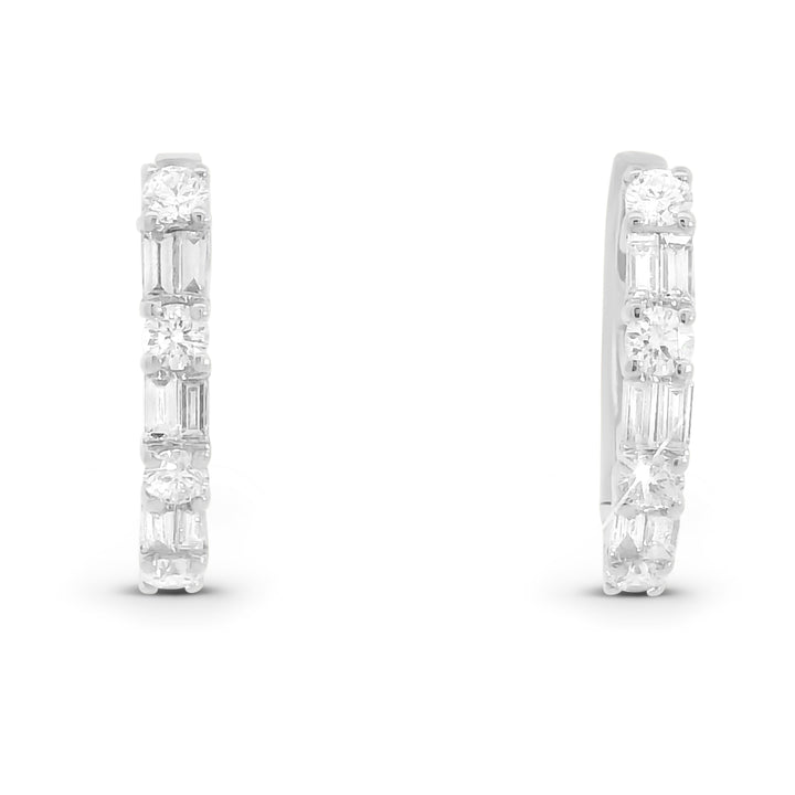 Emerald/Round cut Diamond Hoops 11mm