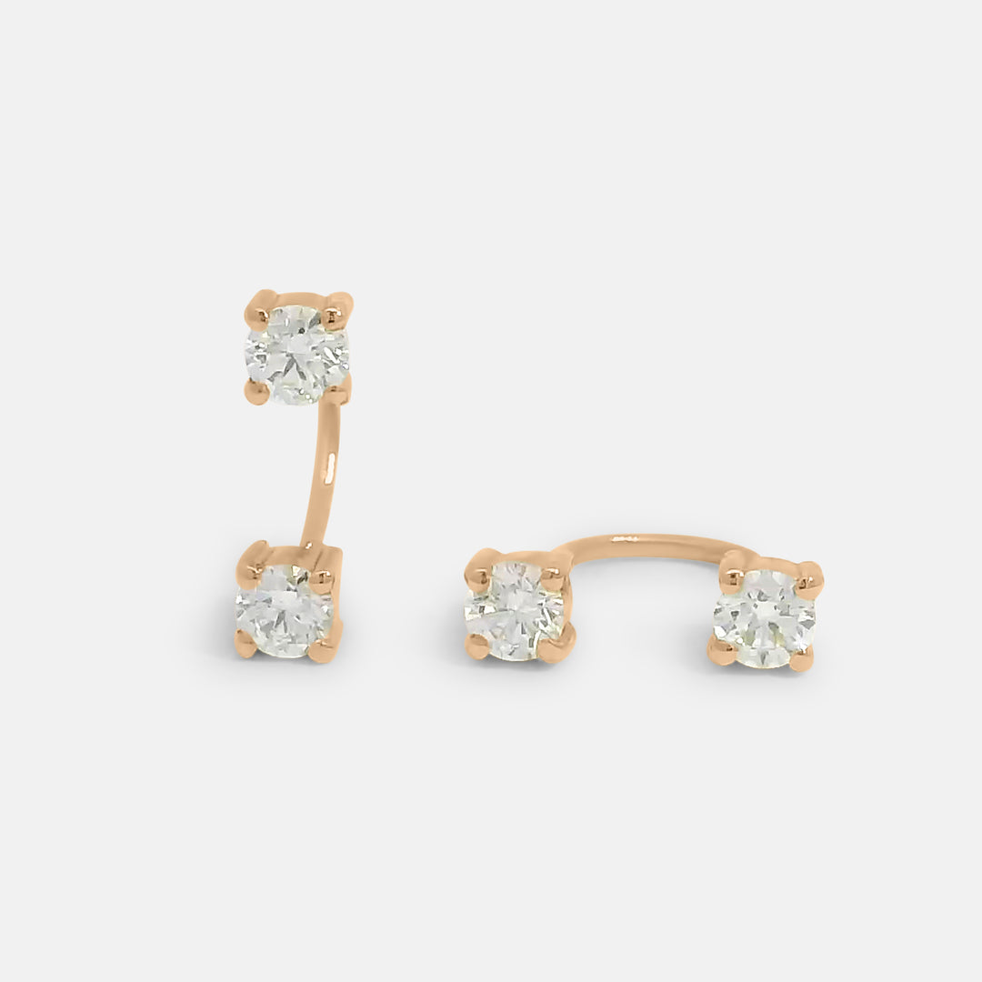 U Shape Diamond Stud Earrings