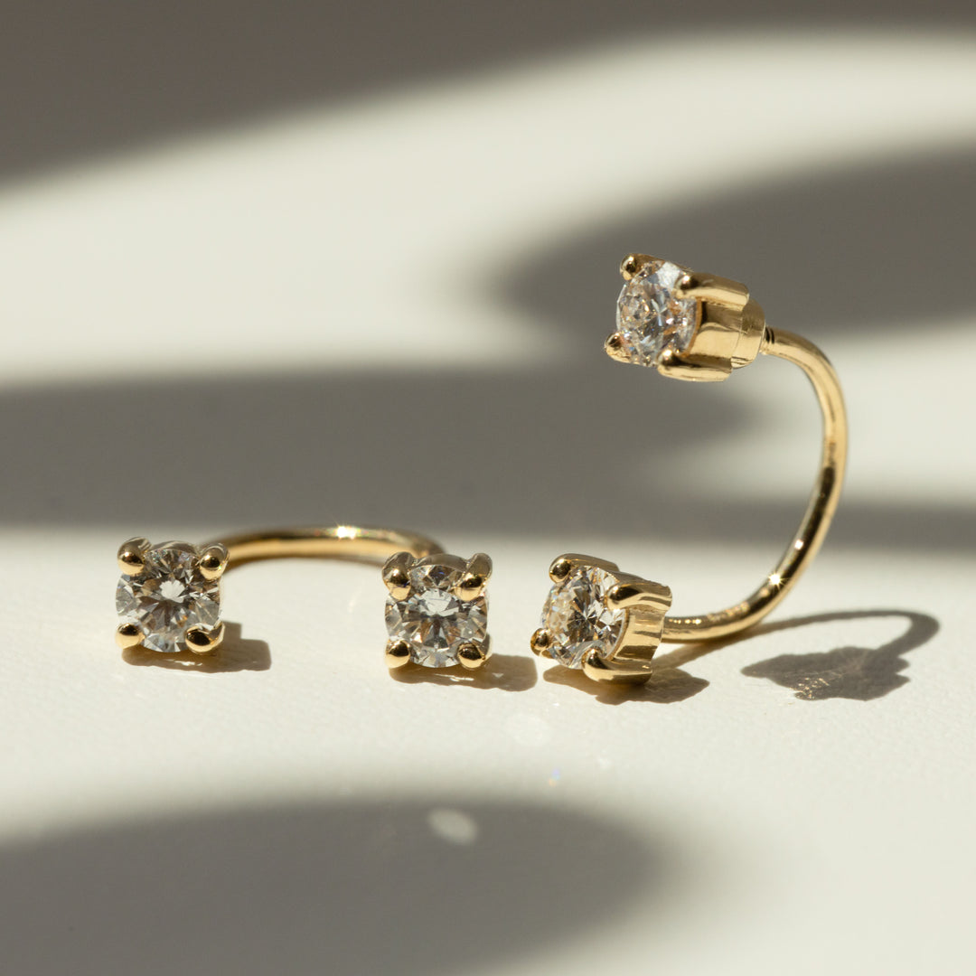 U Shape Diamond Stud Earrings