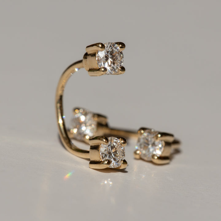 U Shape Diamond Stud Earrings