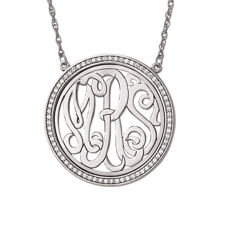 15MM Diamond Bezel Monogram Pendant