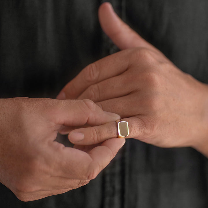 Polished Flat Rectangle Signet Ring