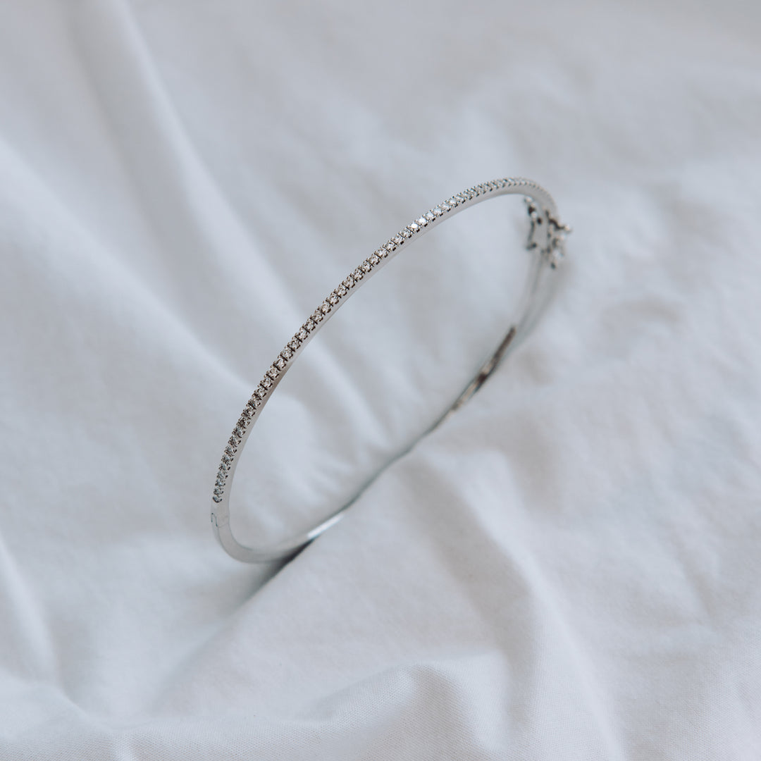 Half Pave Diamond Bangle (0.45tcw)