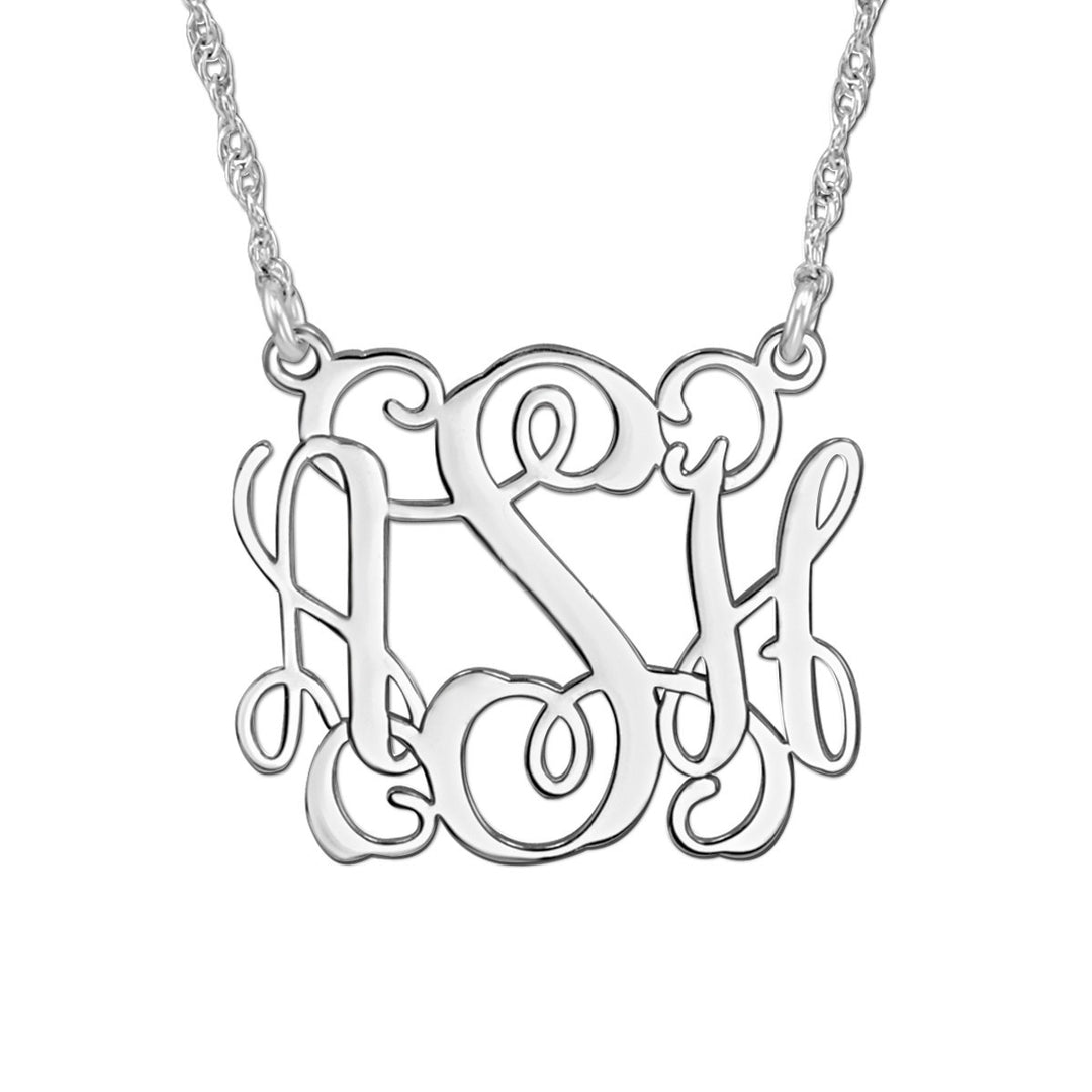 14K White Gold Personalized Vine Mono