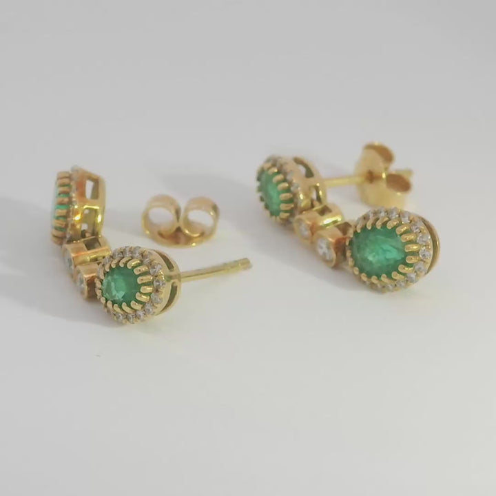 Emerald and Diamond Drop Earrings
